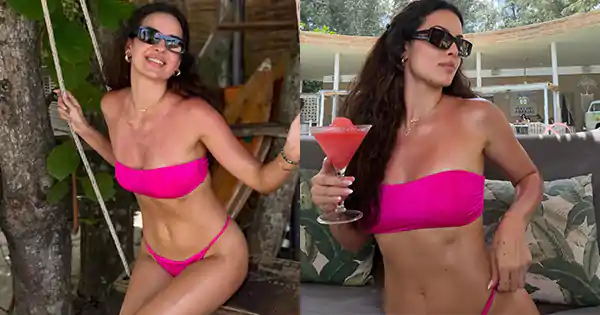 Natasa Stankovic in pink bikini showed off her sexy figure.