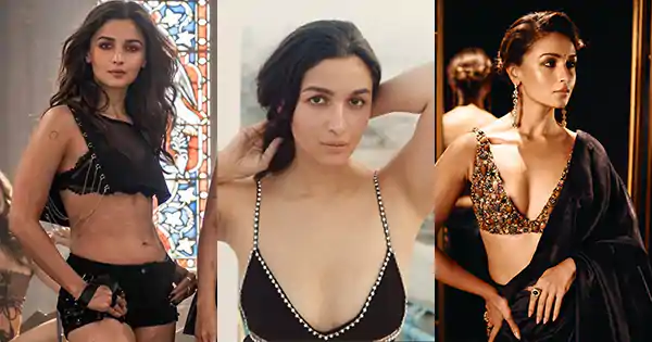 18 Alia Bhatt hot pics in stylish black sarees and dresses.