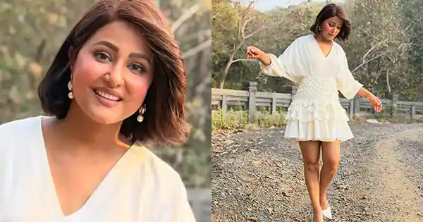 Hina Khan in mini white dress wowed fans.