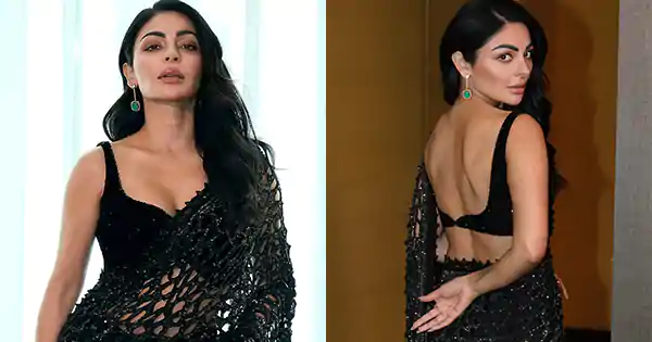 Neeru Bajwa in see through black saree with skimpy blouse wowed fans.