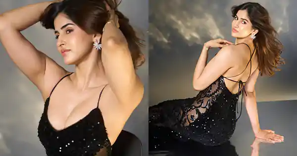 Sakshi Malik in sheer black backless bodycon dress flaunted her fit figure.